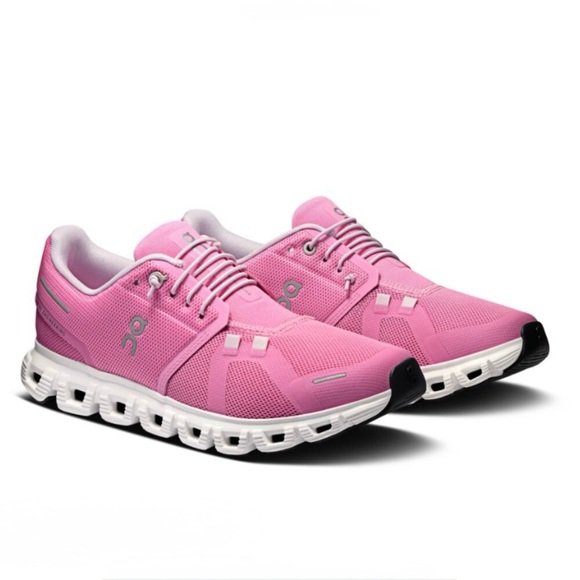 On Cloud 6 Women's Athletic Shoes - Raspberry and White - Picture 3 of 6
